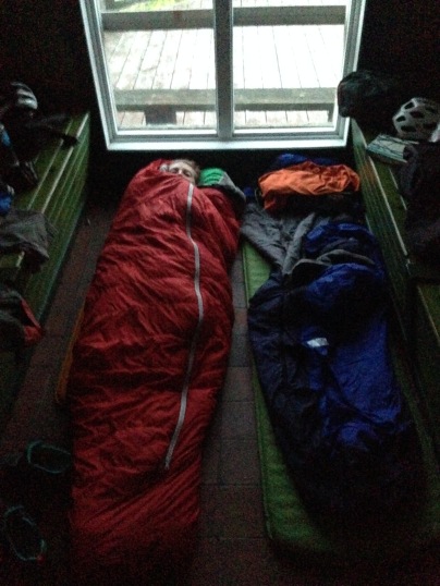 sleeping in a ferry terminal.